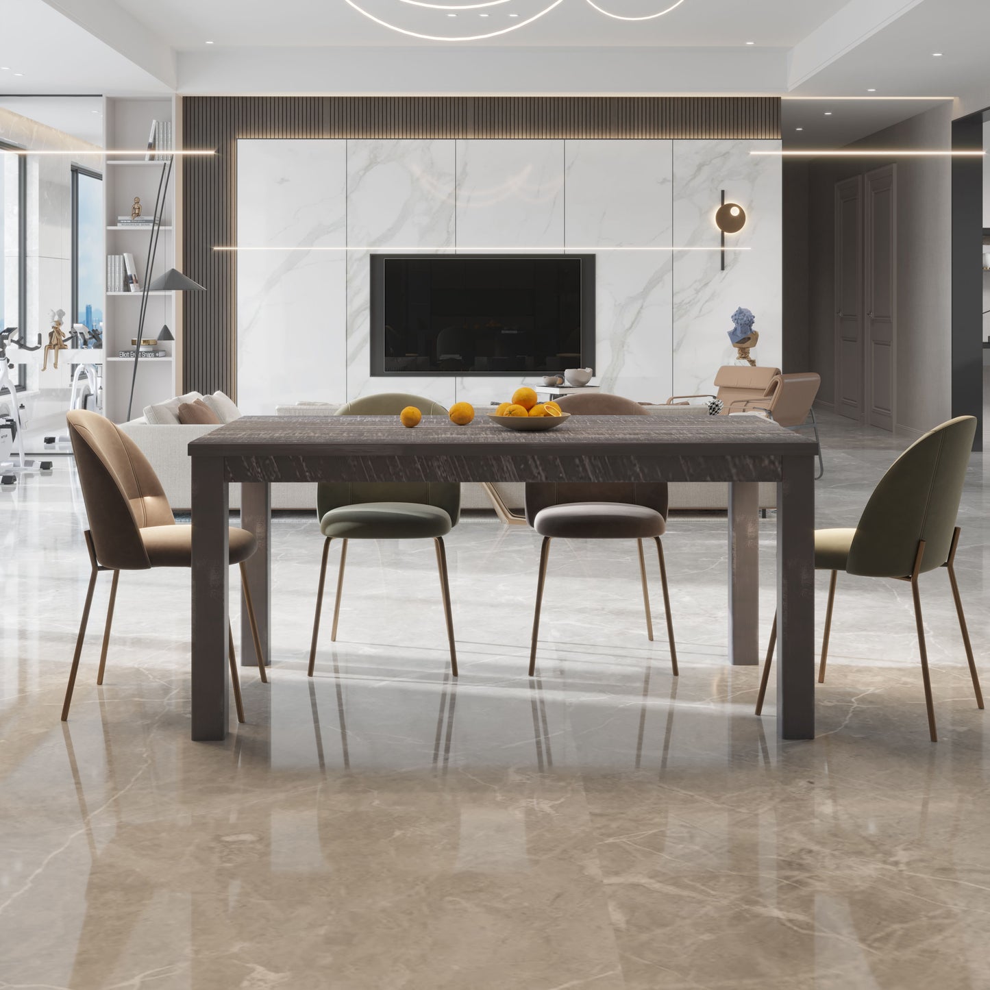 Albany - Solid Wood Dining Table For 6, Small Kitchen And Breakfast Table - Gray