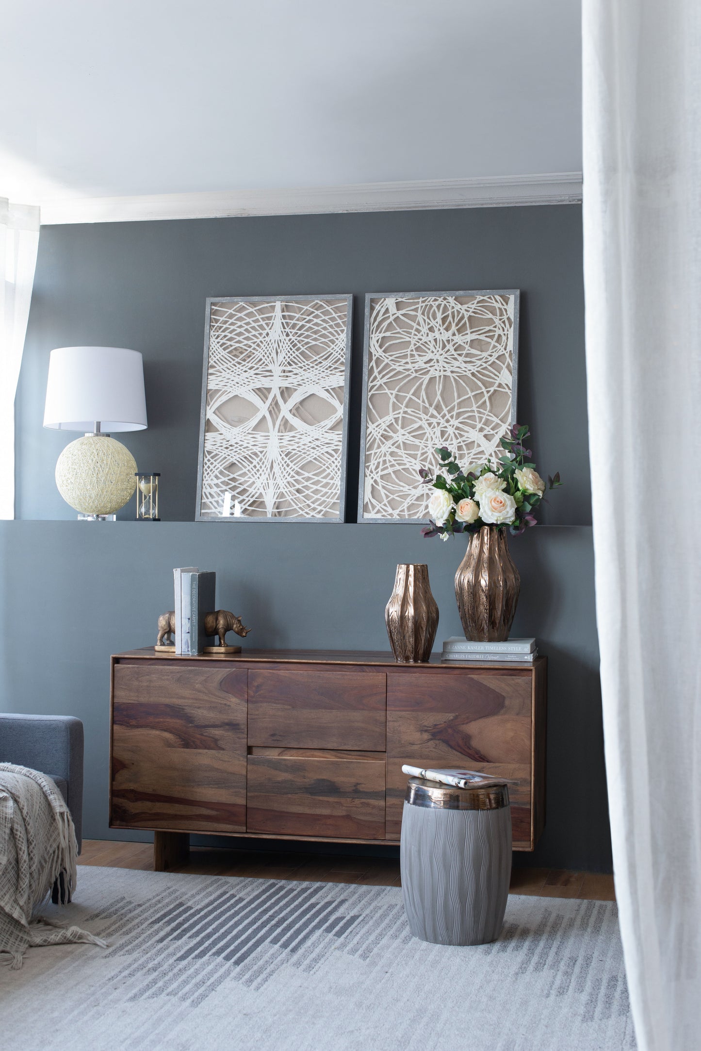 Leaf Shadow Box Wall Decor (Set of 2) - White / Gray