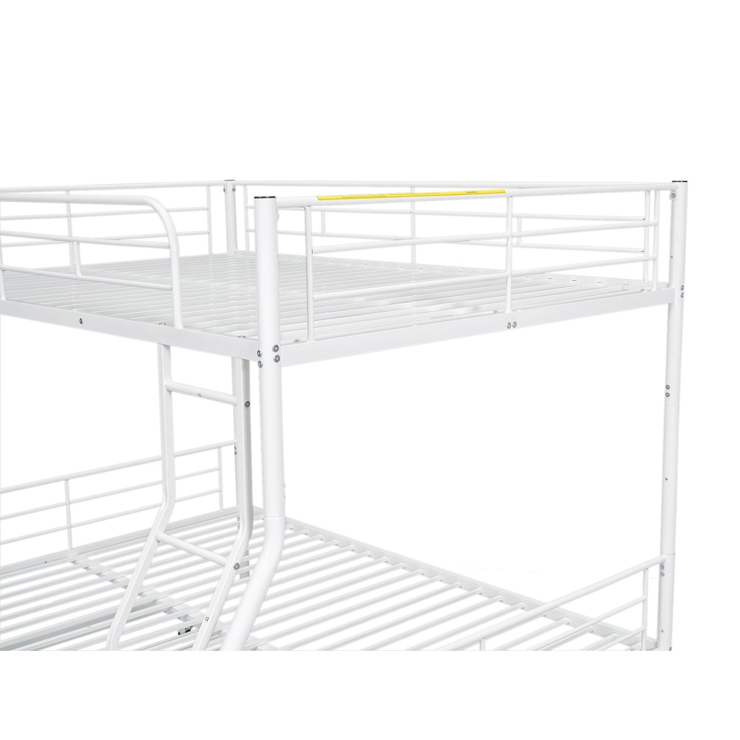 Full Long Over Queen Metal Bunk Bed With Trundle - White