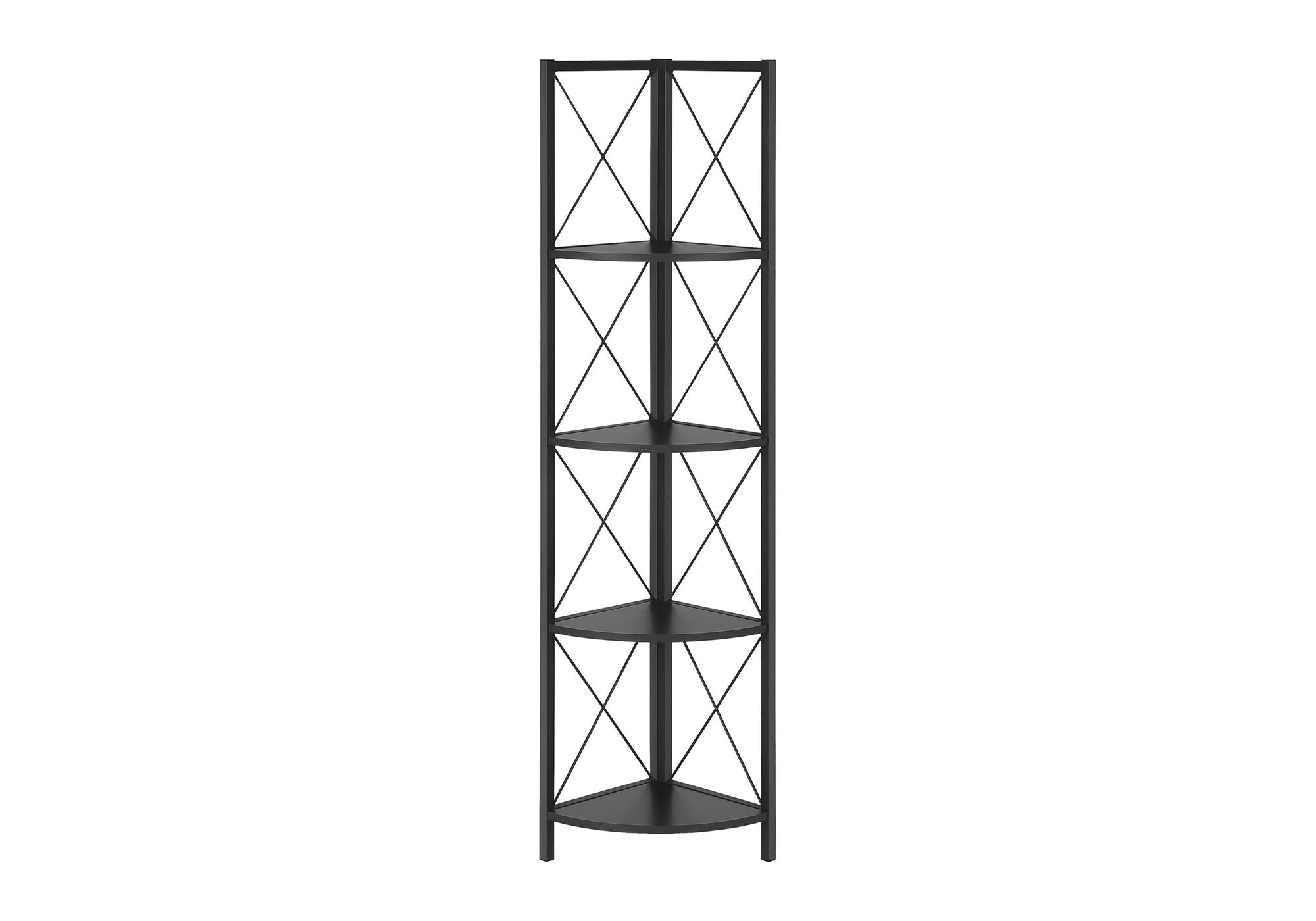 Bookshelf, Bookcase, Etagere, Corner, 4 Tier, Office, Contemporary - Black