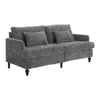 Mid Century Modern Chenille Fabric Loveseat Sofa, 2 Seat Upholstered Couch, Brown Wood Feet - Gray