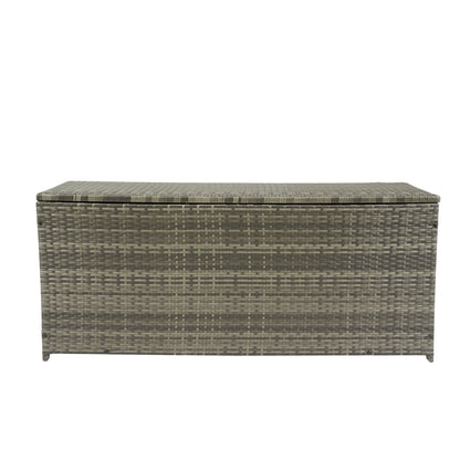 Outdoor Storage Box, 113 Gallon Wicker Patio Deck Boxes With Lid, Outdoor Cushion Storage For Kids Toys, Pillows, Towel, Wicker - Gray