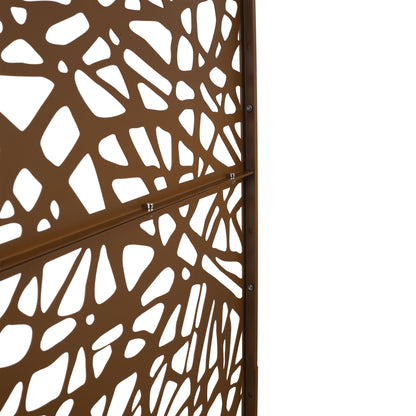 Outdoor & Indoor Metal Privacy Screen Freestanding Decorative Privacy Screen, Privacy Fence Panels For Deck Balcony Patio Garden - Brown
