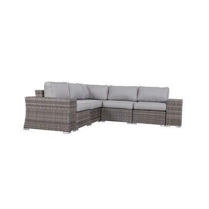 7 Piece Rattan Sectional Sofa Set With Cushions - Gray Mix