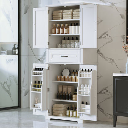 Bathroom Storage Cabinet With Multi Functional Storage Space, Drawer With Slide Rails, Adjustable Shelf - White