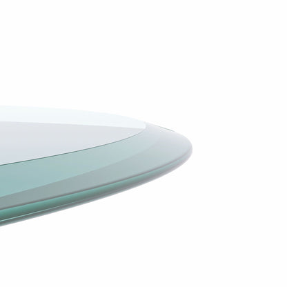 36" Round Tempered Glass Table Top Clear Glass 2 / 5" Thick Beveled Polished Edge - Transparent