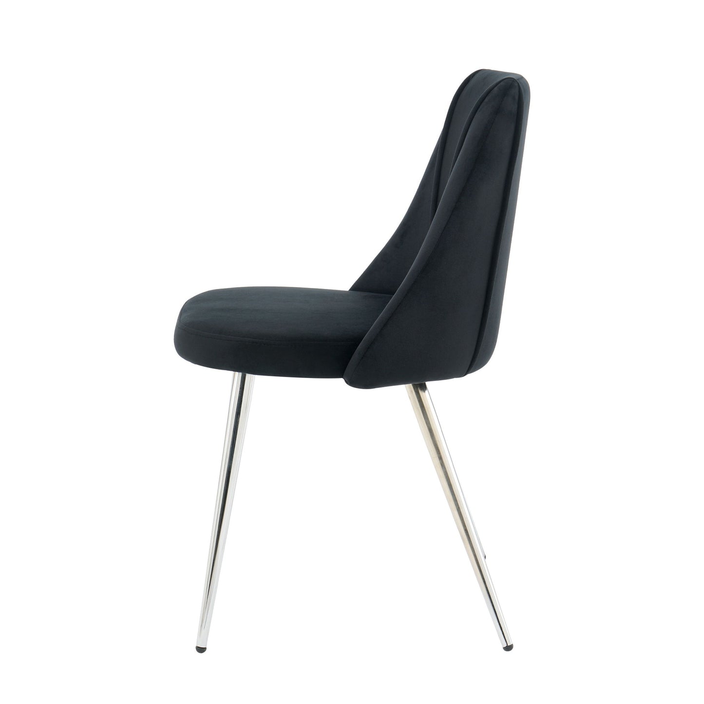 Modern Velvet Dining Chair With Chrome Metal Legs For Home And Office (Set of 4) - Black