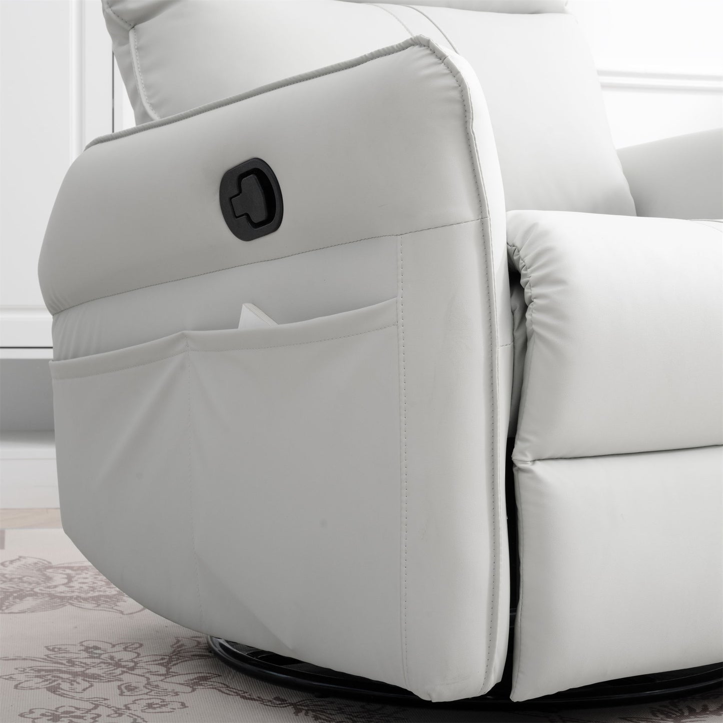 Rocking Recliner Chair, 360 Degree Swivel Nursery Rocking Chair, Glider Chair, Modern Small Rocking Swivel Recliner Chair For Bedroom, Living Room Chair Home Theater Seat, Side Pocket - Light Gray