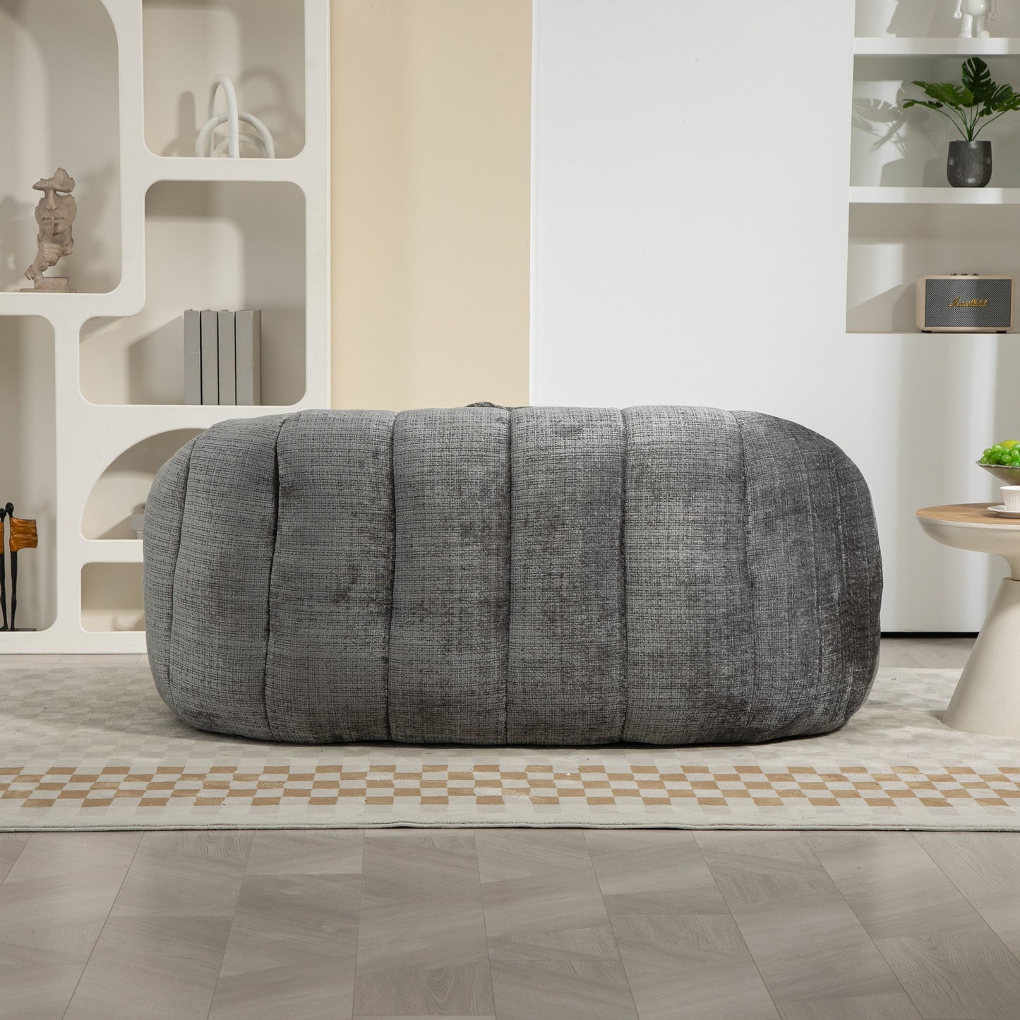 Durable Comfort High Back Bean Bag Sofa Lounger For Adults And Kids - Gray