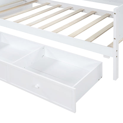 Twin Size Daybed With 3 Drawers USB Ports And Desk - White