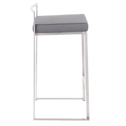 Fuji - Contemporary Stackable Counter Stool (Set of 3) - Gray