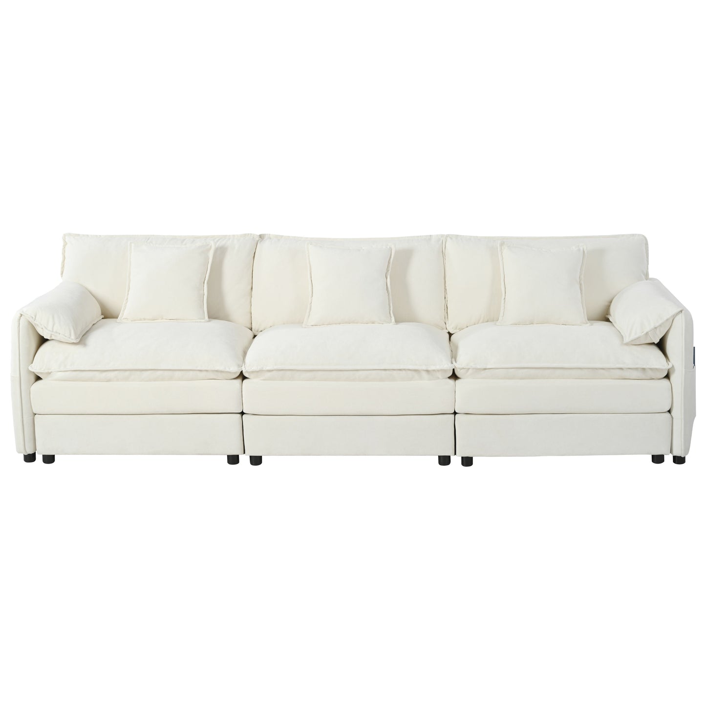 Modular Sectional Sofa, Oversized Deep Seat U Shaped Couch Set With Movable Ottomans, Chenille - Beige