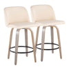 Toriano - Contemporary Fixed Height Counter Stool & Swivel And Round Footrest (Set of 2) - Light Gray / Cream