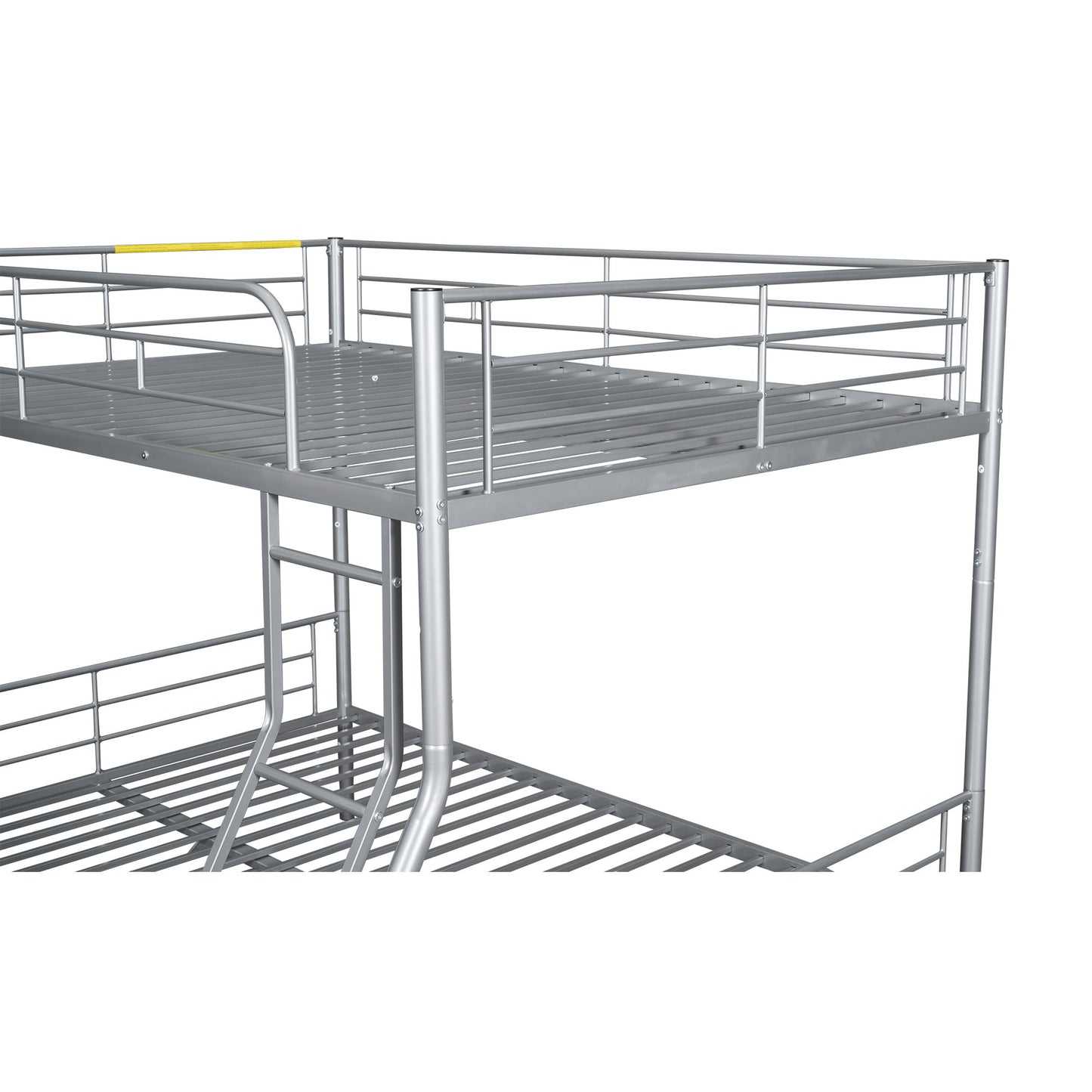 Full Long Over Queen Metal Bunk Bed With Trundle - Silver