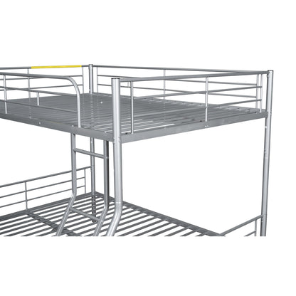 Full Long Over Queen Metal Bunk Bed With Trundle - Silver