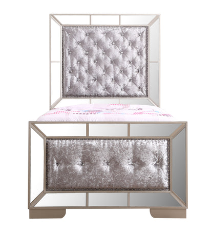 Twin Bed Modern Design - Silver Champagne