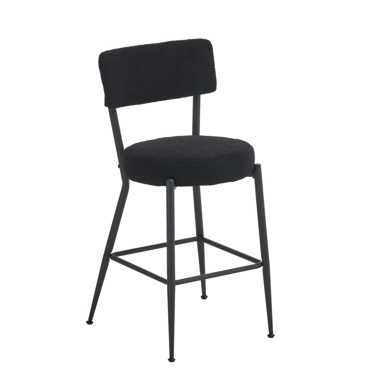 Modern Teddy Fabric Upholstered Bar Stools (Set of 4) - Black