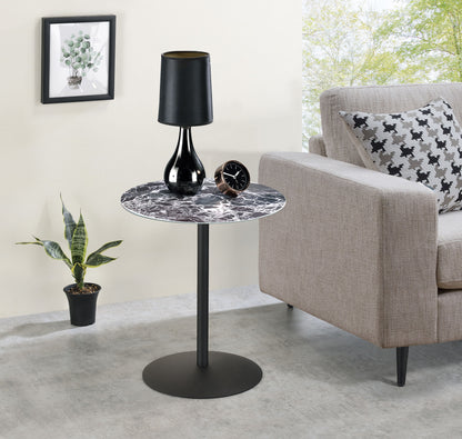 Circa - End Table With Marble Textured Top - Black