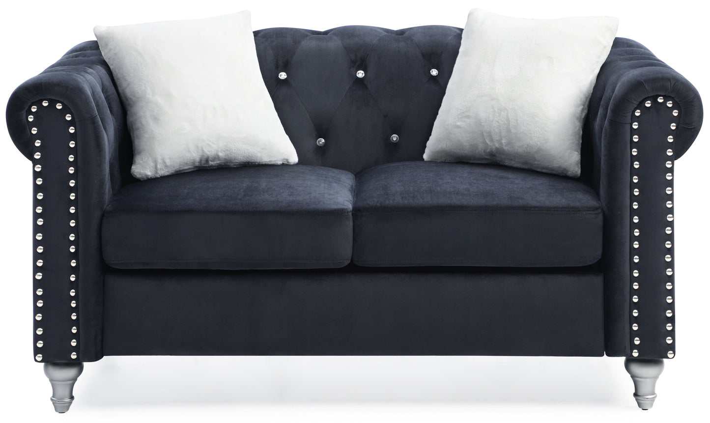 Stylish Contemporary Loveseat - Black