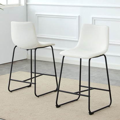 (Set of 2) Modern Minimalist Style Material Bar Stools, Suitable For Kitchen, Bar And Modern Home Design - White