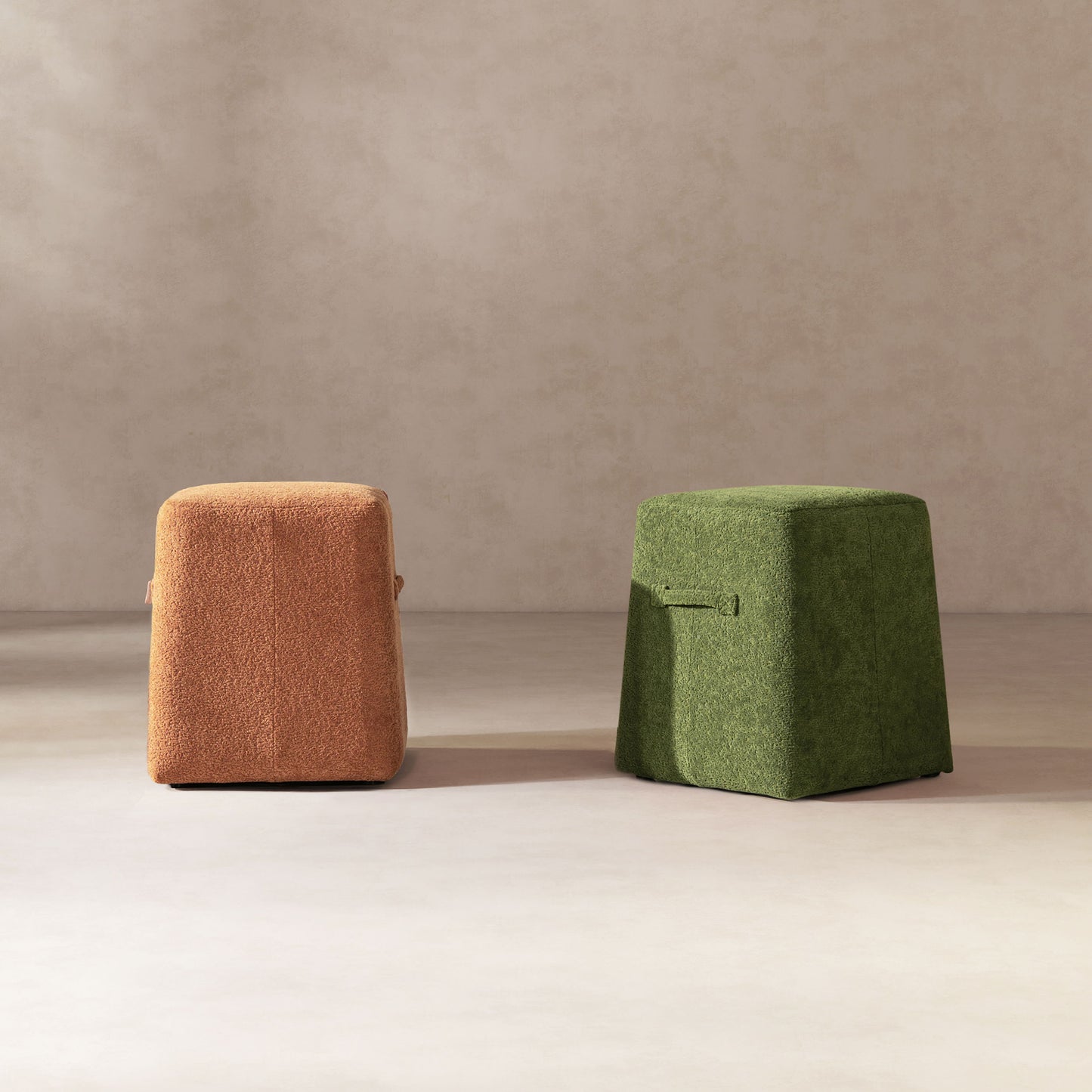 Oliver - Tapered Square Upholstered Ottoman - Spice Orange Fleeced