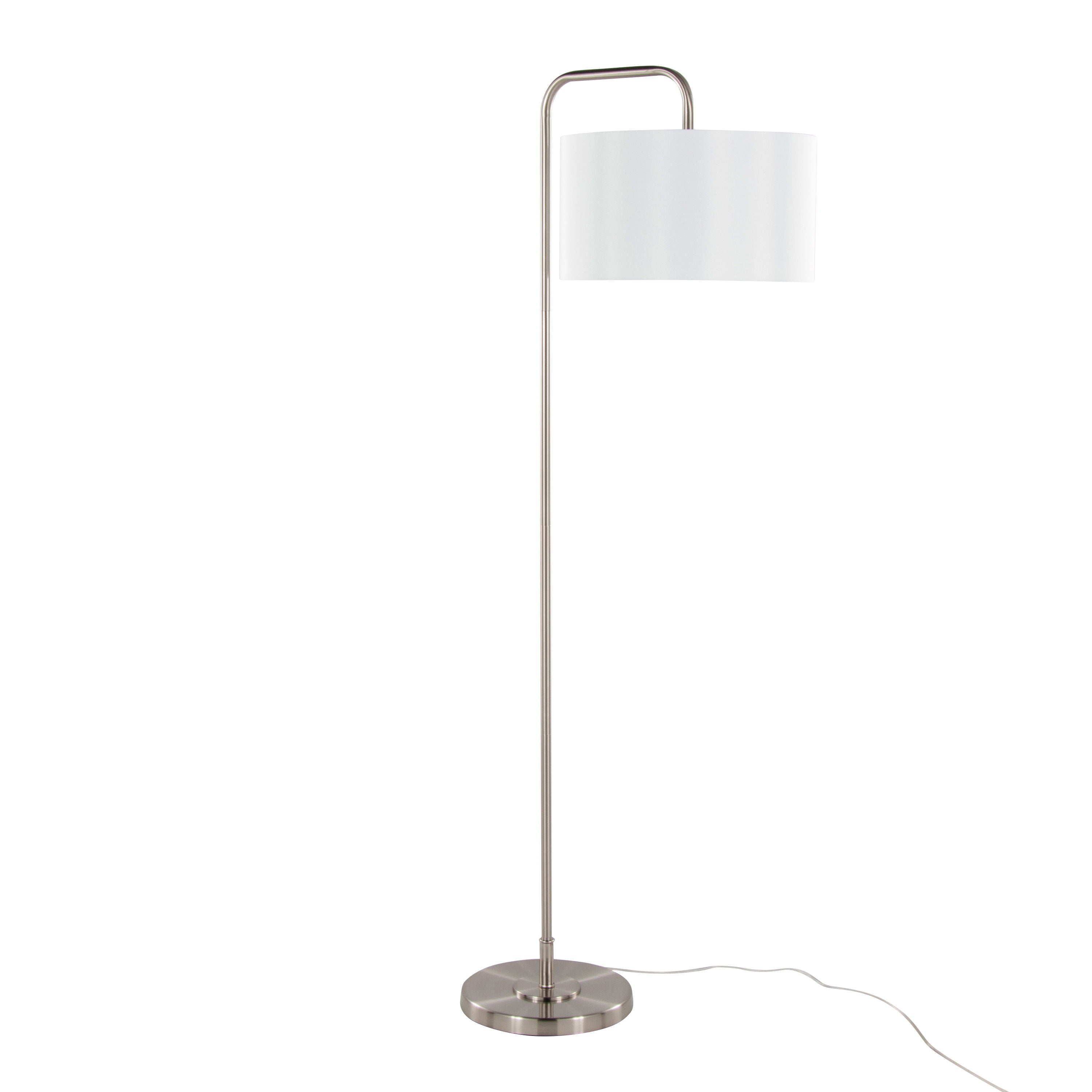 Puck - Contemporary Floor Lamp - Nickel / White