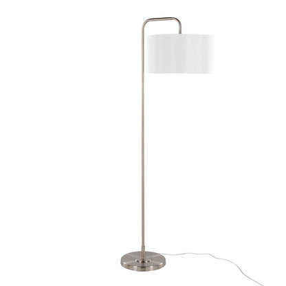 Puck - Contemporary Floor Lamp - Nickel / White