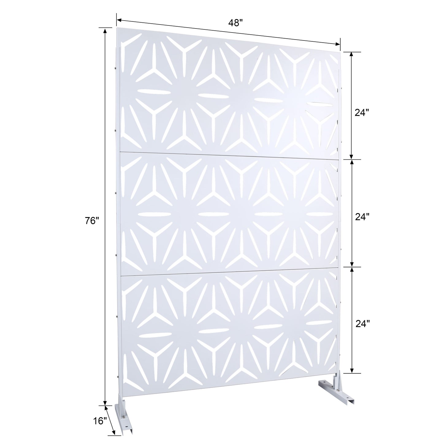 Outdoor & Indoor Metal Privacy Screen, Freestanding Decorative Panels For Deck, Balcony, Patio, Lawn, And Garden - White