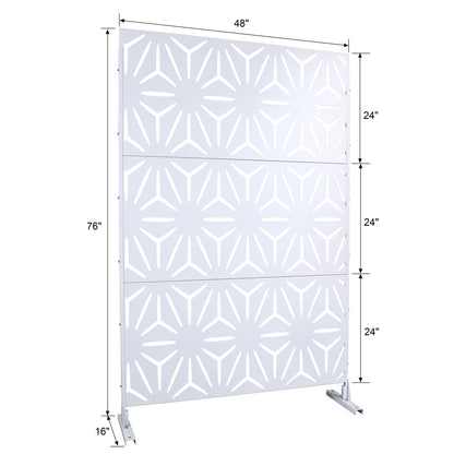 Outdoor & Indoor Metal Privacy Screen, Freestanding Decorative Panels For Deck, Balcony, Patio, Lawn, And Garden - White