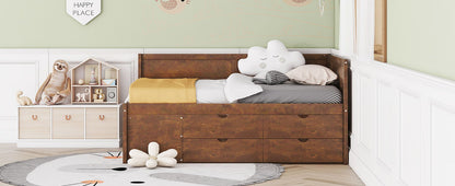 Full Size Daybed With Drawers And Shelves - Walnut