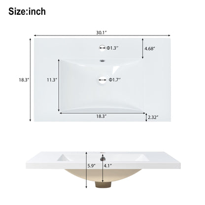 Bathroom Vanity Set With Sink, Combo Cabinet, Bathroom Storage Cabinet, Solid Wood Frame - Burly Wood