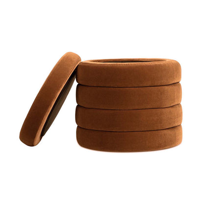 Fuji - Oversized Round Storage Ottoman - Burnt Orange