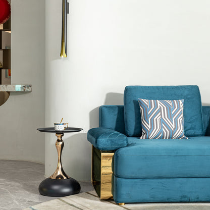 Modern Round Side Table For Small Spaces With Carbon Steel Construction - Black