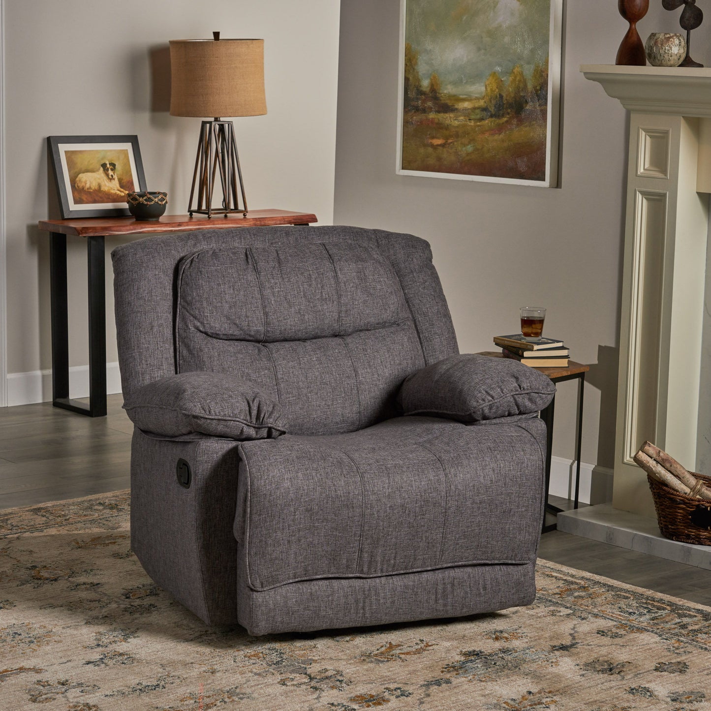 Wide Manual Glider Standard Recliner - Charcoal
