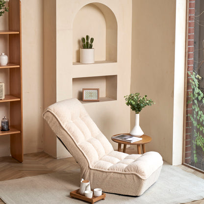 Single Sofa Reclining Japanese Chair Lazy Sofa Tatami Balcony Adjustable Chair - Ivory