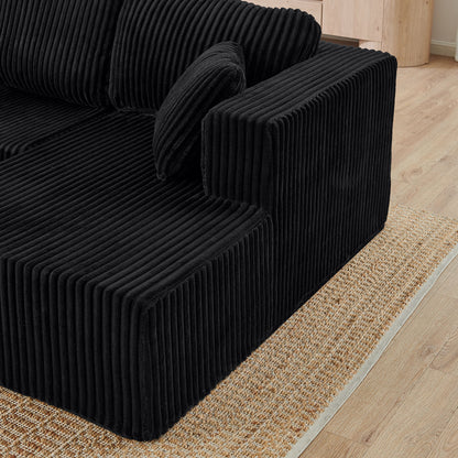 Modern Minimalist U - Shape Modular Sectional Sofa Sleeper - Black
