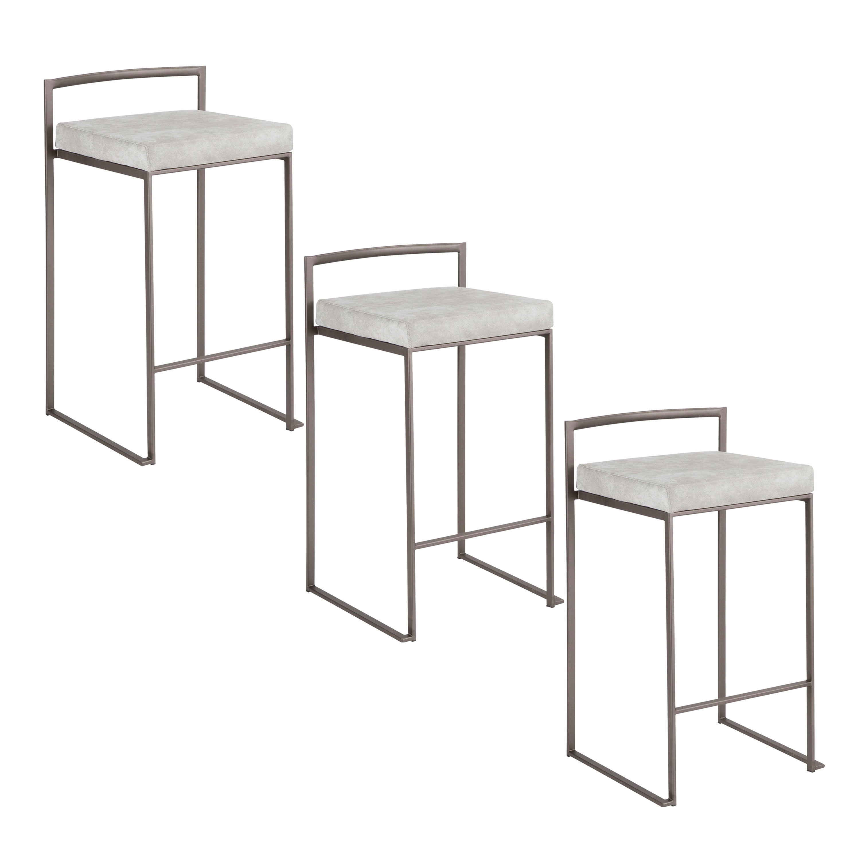 Fuji - Industrial Stackable Counter Stool (Set of 3) - Light Gray