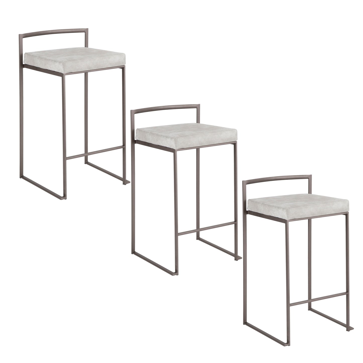 Fuji - Industrial Stackable Counter Stool (Set of 3) - Light Gray