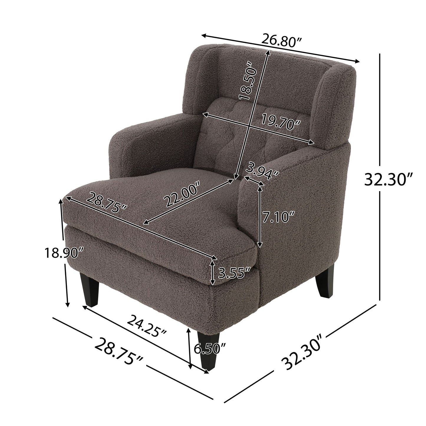 Upholstered Accent Chair Tufted Armchair For Living Room, Russet - Brown