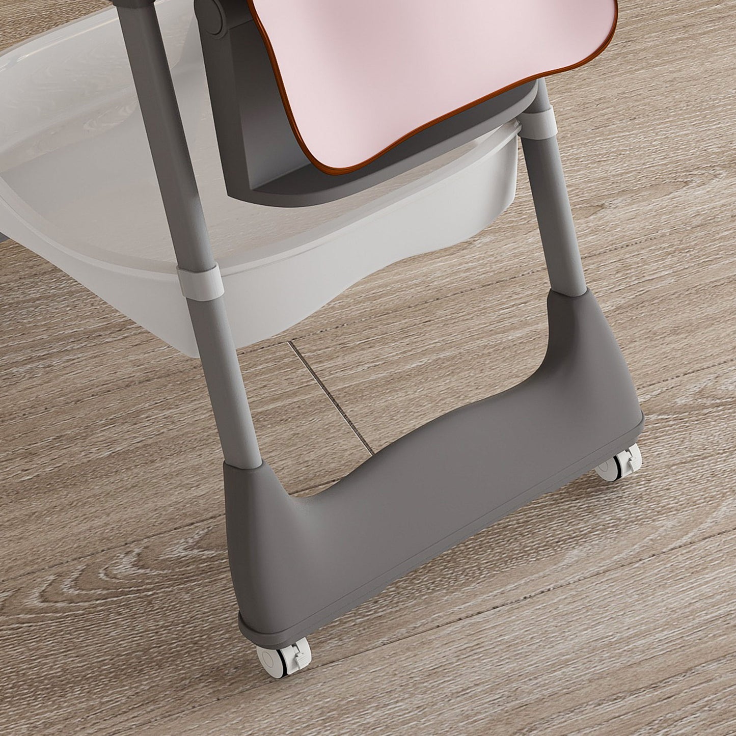 Adjustable Baby High Chair 0 - 6 Years, Portable Infant Feeding Seat With Safety Belt, Silent Lockable Wheels - Pink