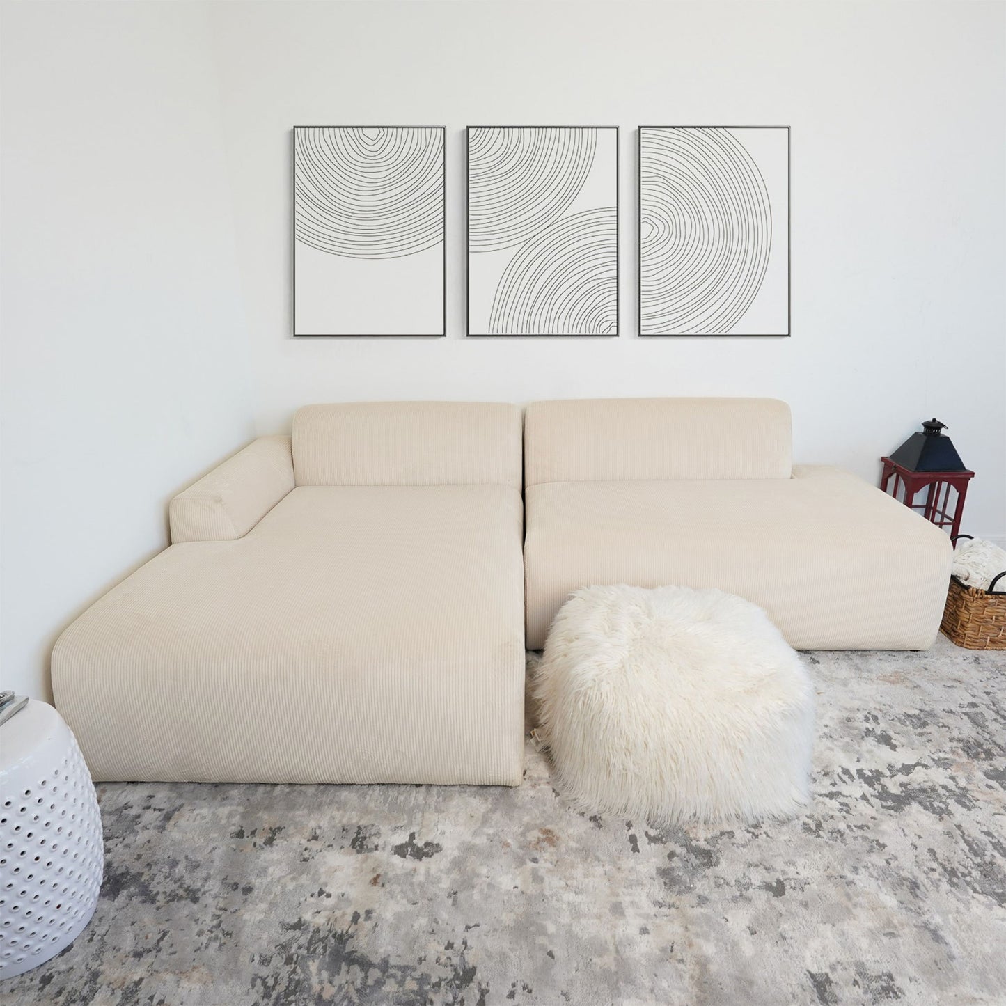 Mar - Sectional Sofa Left Facing - Cream