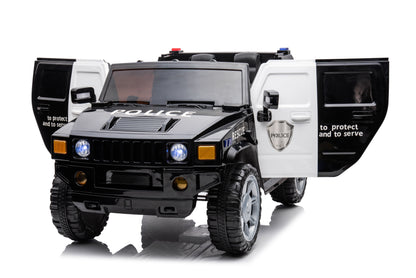 12V7A 30W*2 Four-Wheel Drive Leather Seat One Button Start, Forward And Backward, High And Low Speed, Music, Front Light, Power Display, Two Doors Can Open, 2.4G R / C, Seat Belt Four Wheel Absorber - Black
