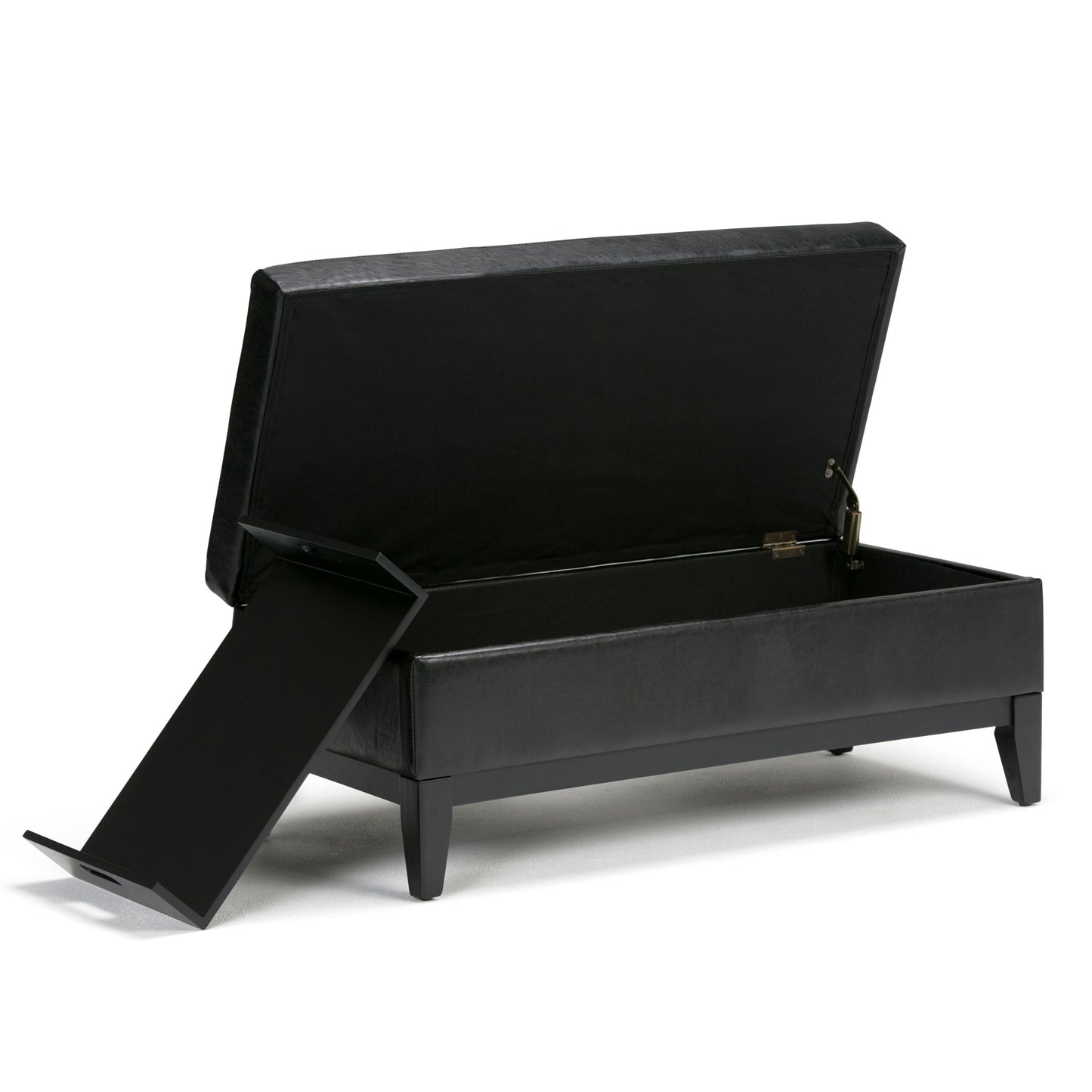 Oregon - Storage Ottoman Bench With Tray - Midnight Black