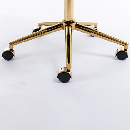 Office Chair, Artificial Rabbit Hair Home Office Chair With Golden Metal Base, Adjustable Desk Chair Swivel Office Chair, Vanity Chair - Orange
