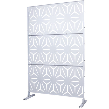 Outdoor & Indoor Metal Privacy Screen, Freestanding Decorative Panels For Deck, Balcony, Patio, Lawn, And Garden - White