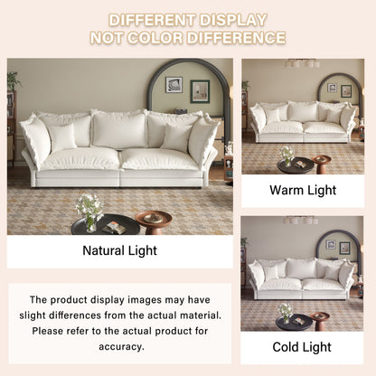 Modern Comfy Upholstered Sofa Cloud Couch, Deep Seat Couches With Multiple Large Soft Pillows, Convertible Deep Seat Chaise Longue For Living Room - Beige