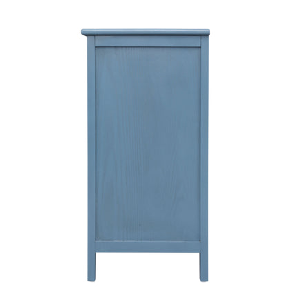 3 Drawer Cabinet Natural Rattan Suitable For Bedroom - Blue