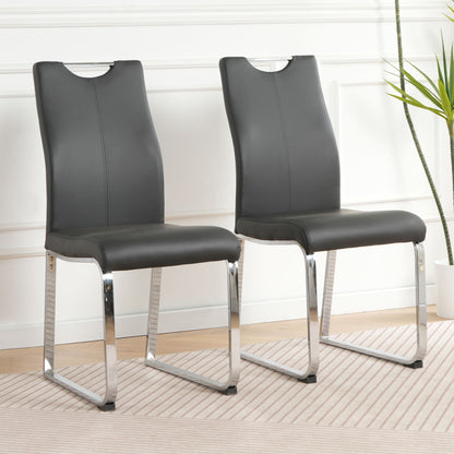 Modern Dining Chair (Set of 2), Upholstered With Cloth And Electroplated Metal Legs For Home Furniture - Charcoal Gray