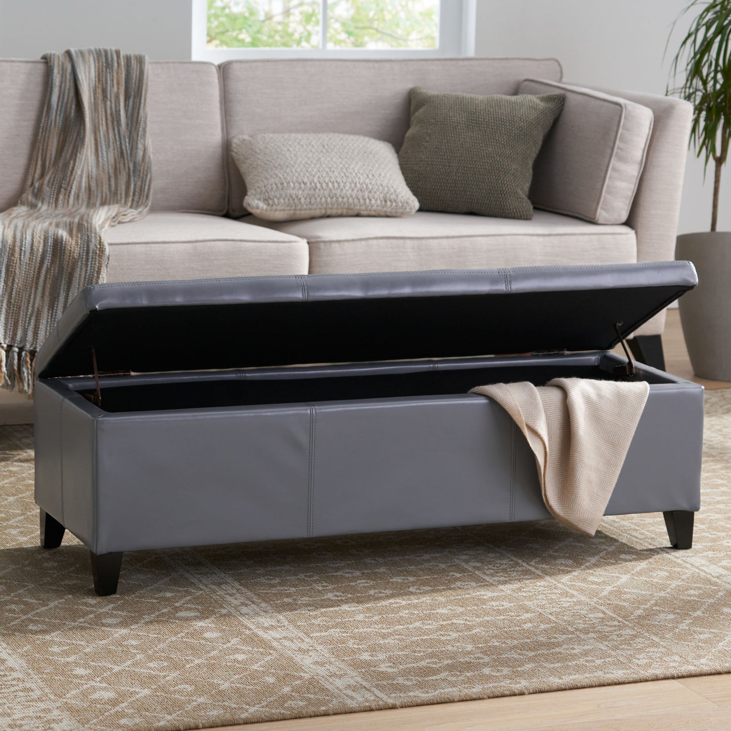 Glouster - Contemporary Storage Ottoman With Versatile Functionality - Gray