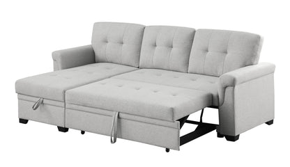 Sierra - Reversible Sleeper Sectional Sofa With Storage Chaise - Light Gray